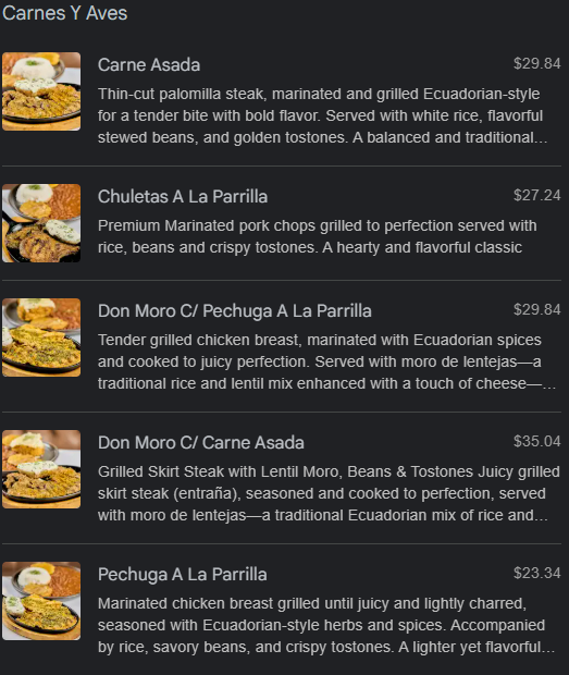 menu