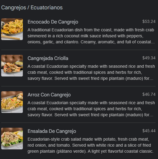 menu