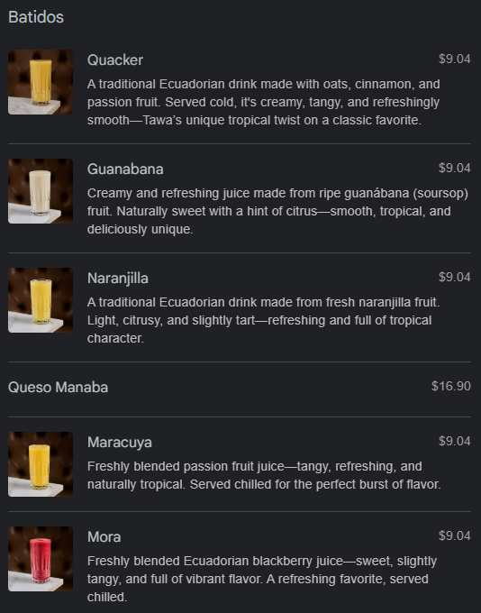 menu