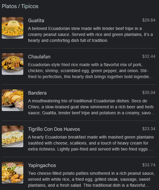 menu