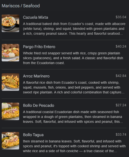 menu