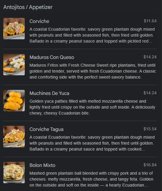 menu